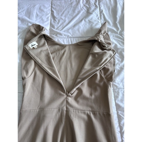 LENA NYC Assymetric Dress Size Large Beige Lined Elegant Night Out EUC - Picture 7 of 12